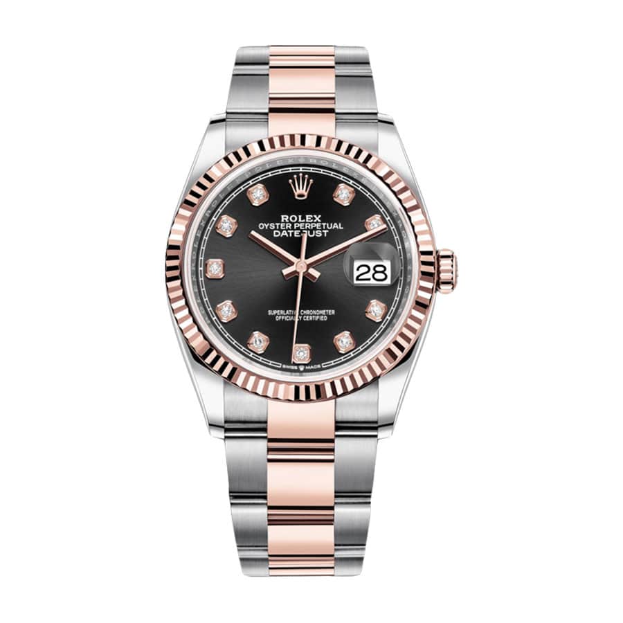rolex-datejust-126231-36mm-rose-gold-everose-gold-diamond-dial Rolex Datejust 126231 Black With Diamond Dial - Image 1